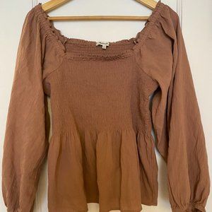 Pink Madewell Peasant Top